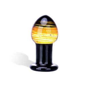 GLASTOY Galileo Butt Plug – klasické sklenené análne dildo (čierno-zlaté)