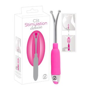 Deluxe vibračná tyč na stimuláciu klitorisu (ružová-strieborná)