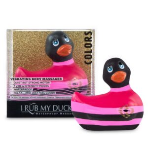 My Duckie Colors 2.0 vodotěsný vibrátor na klitoris proužkovaná kačenka černo-růžová