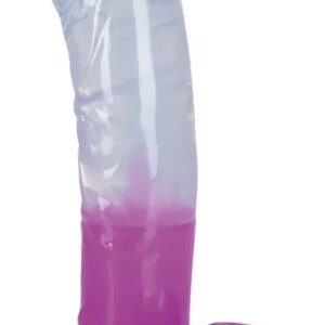 Fialově průsvitné gelové ohebné dildo s výrazným žaludem
