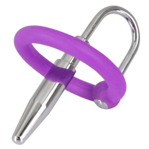 Silikonový kroužek na penis s kovovou zátkou do močové trubice