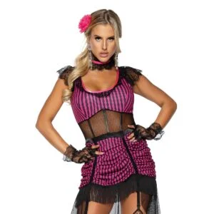 Kostým Leg Avenue Saloon Girl růžovo-černý S