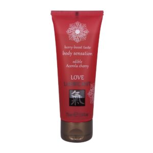 Lubrikační gel HOT Shiatsu Love Acerola Cherry jedlý 75 ml
