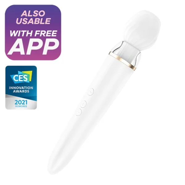 Masážní hlavice a vibrátor 2v1 SATISFYER DOUBLE WAND-ER bílá