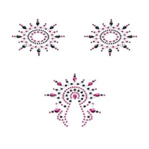 Nálepky GLORIA glittering jewelry black and pink 3 ks