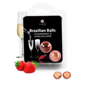 Olej masážní BRAZILIAN 2 BALLS SET strawberry and champagne