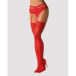 Punčochy Obsessive S800 červené L-XL