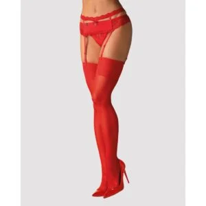 Punčochy Obsessive S800 červené L-XL