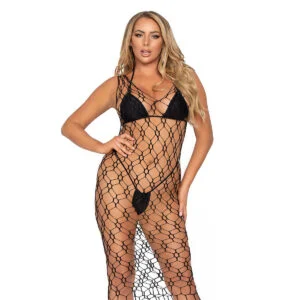Šaty Leg Avenue Hexi Net maxi černé
