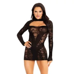 Šaty Leg Avenue Mini dress with gloved sleeves černé S-L