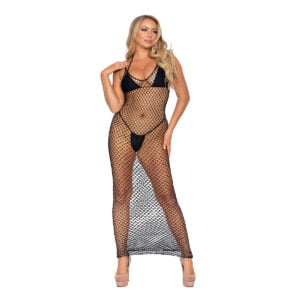 Šaty Leg Avenue Woven Twist Net Maxi Dress black