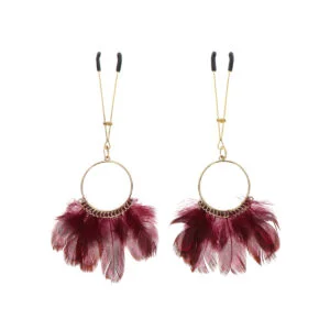 Skřipce na bradavky TABOOM NIPPLE PLAY s peřím zlaté