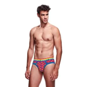 Slipy ENVY RAINBOW HEARTS BRIEF barevné L-XL