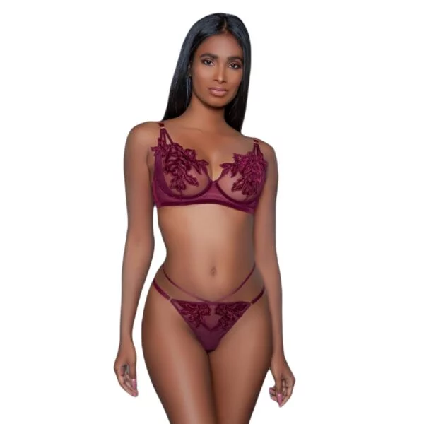 Souprava BE WICKED Evangeline Bra Set bordeaux L-XL