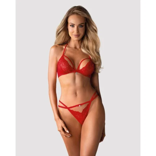 Souprava Obsessive 838-SET červená L-XL