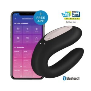 Vibrátor SATISFYER DOUBLE JOY černý + dárek prémiový FLAGRANTI lubrikant