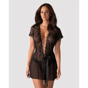 Župan Obsessive ALLURIA PEIGNOIR černý L-XL