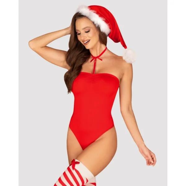 Kostým vánoční Obsessive Kissmas červený S-M