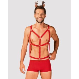 Kostým vánoční Obsessive Mr. Reindy červený S-M