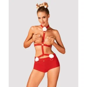 Kostým vánoční Obsessive Ms. Reindy červený XS-S