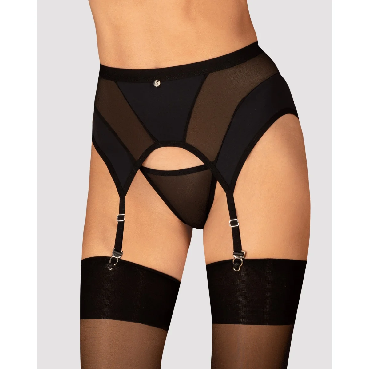 Podvazkový pás Obsessive Chic Amoria černý XL-XXL