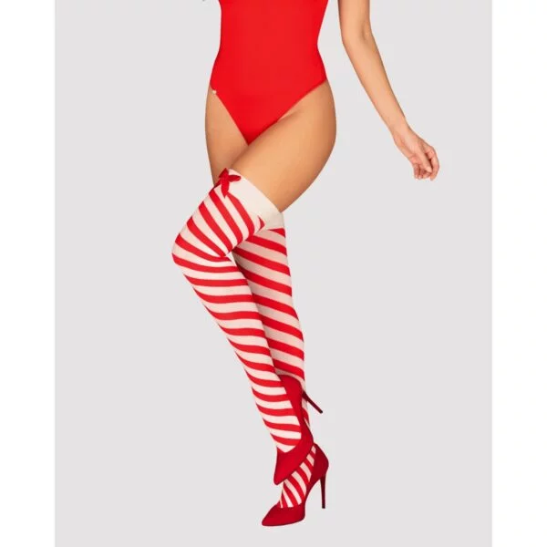 Punčochy Obsessive KISSMAS červené S-M