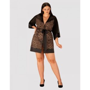 Župan Obsessive ALLUNES PEIGNOIR černý 2XL-3XL