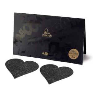 Nálepky na bradavky BIJOUX INDISCRETS FLASH HEART černé