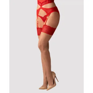 Punčochy Obsessive Cupide Desir červené 2XL-3XL