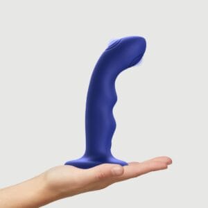 Dildo vibrační Strap-on-me Tapping Wave modré M