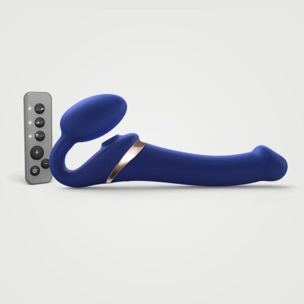 Vibrátor Strap-on-me Multi Orgasm Bendable Strap-On modrý L