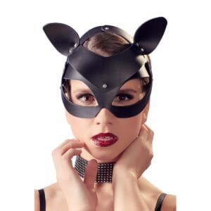 Maska BAD KITTY kočičí s kamínky černá