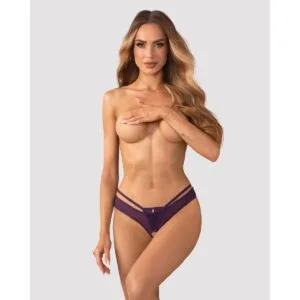 Tanga Obsessive Vibres Crotchless fialová 2XL-3XL