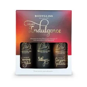 Sada olejů 2v1 BodyGliss Travel Edition Velvet Indulgence 3 x 30 ml